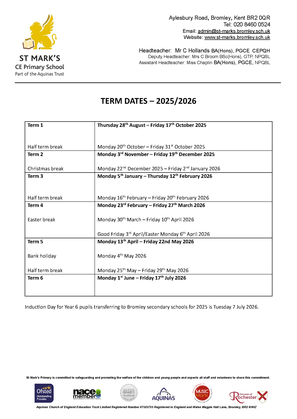 Term Dates: 2025-2026